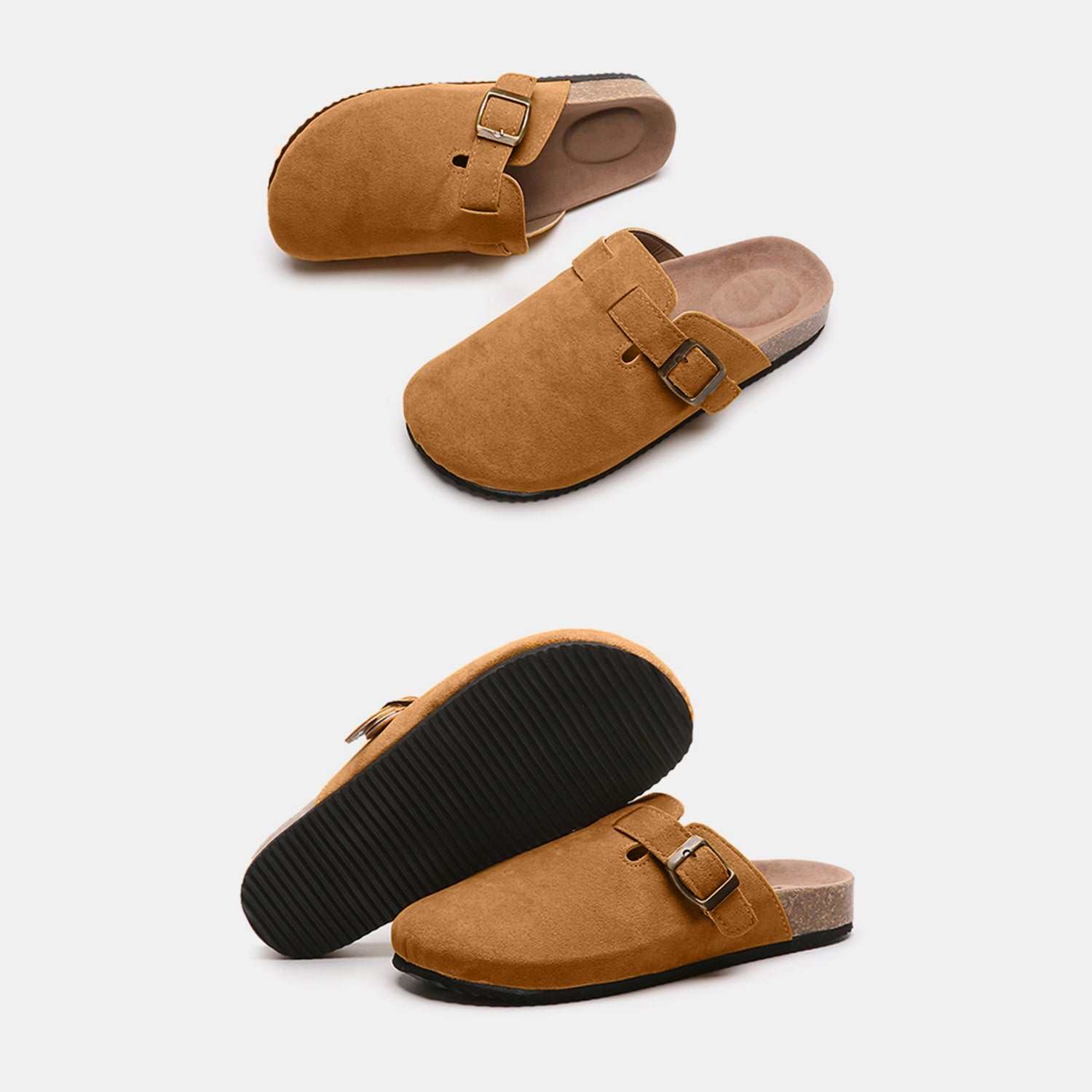 Suede Closed Toe Buckle Slide - Norie Rae