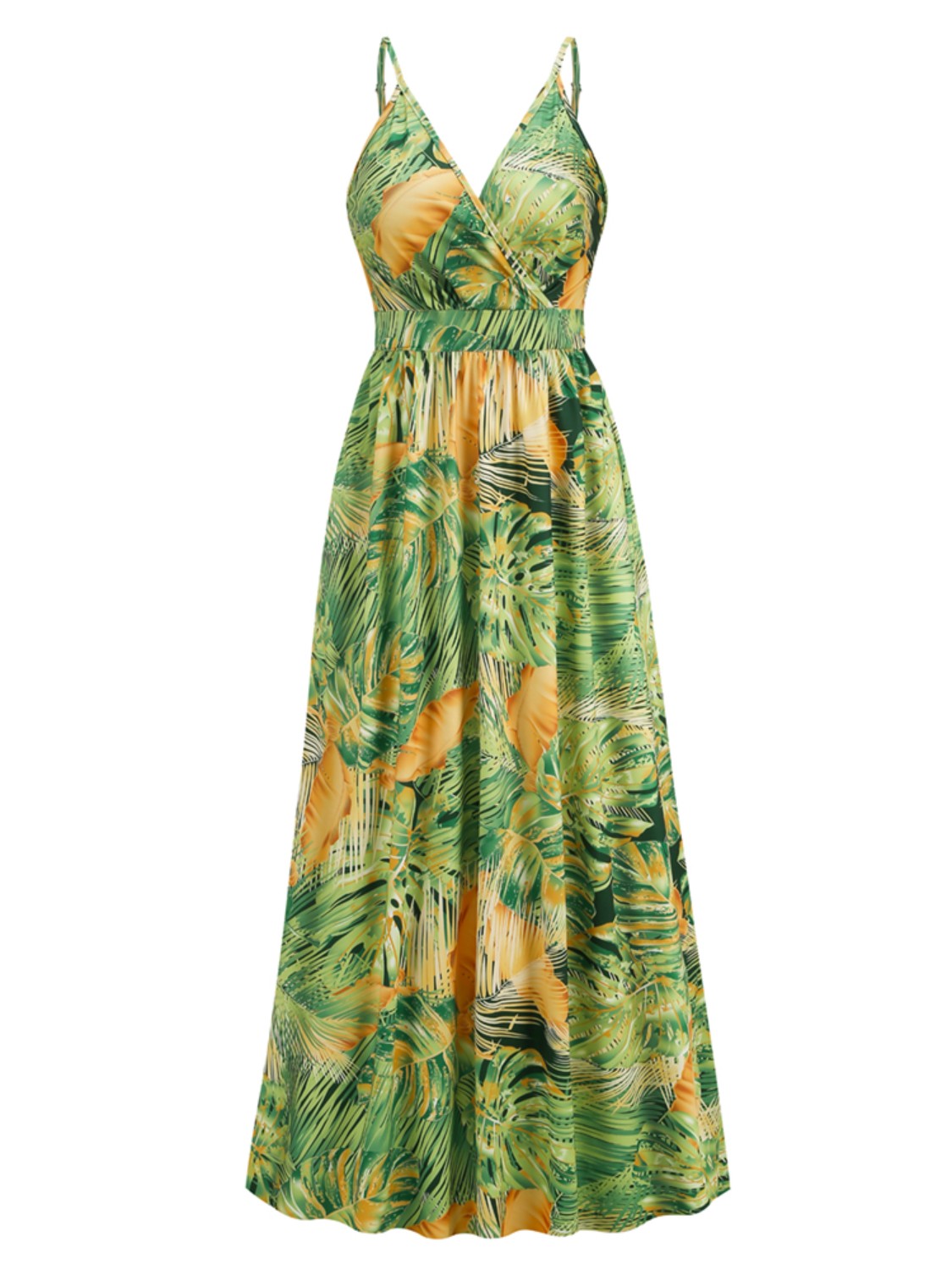 Printed Surplice Spaghetti Strap Dress - Norie Rae