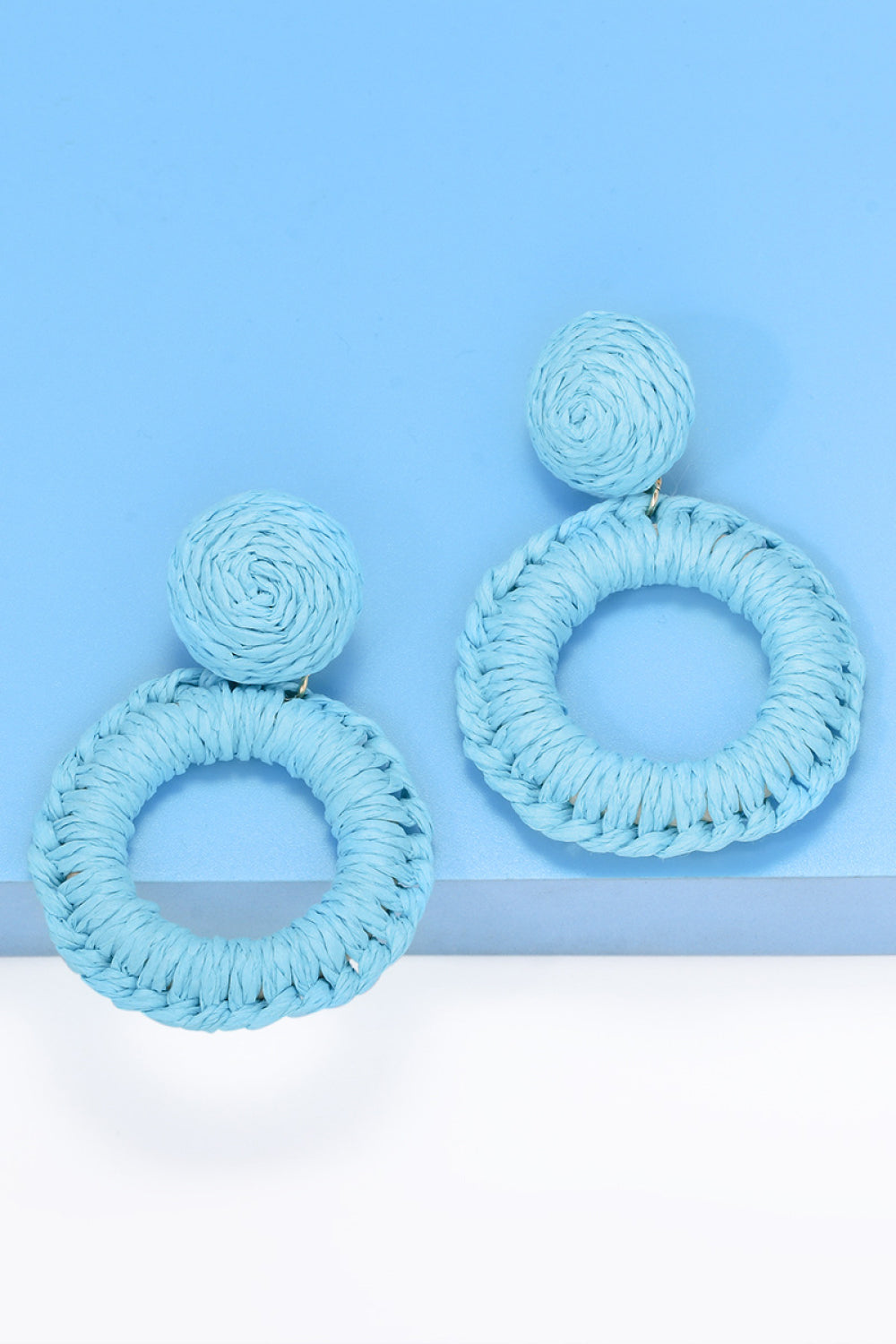 Round Shape Raffia Grass Dangle Earrings - Norie Rae