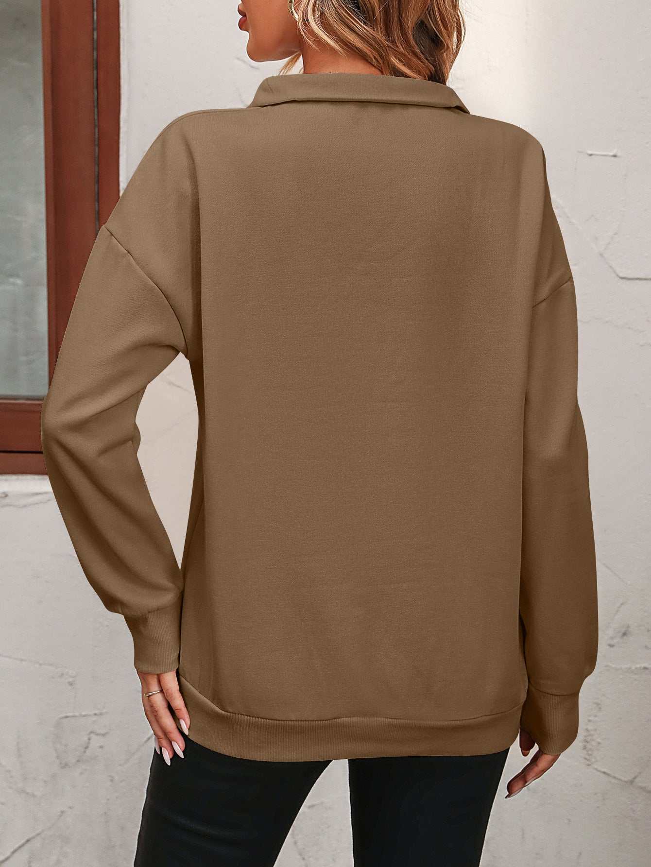 Zip-up Dropped Shoulder Sweatshirt