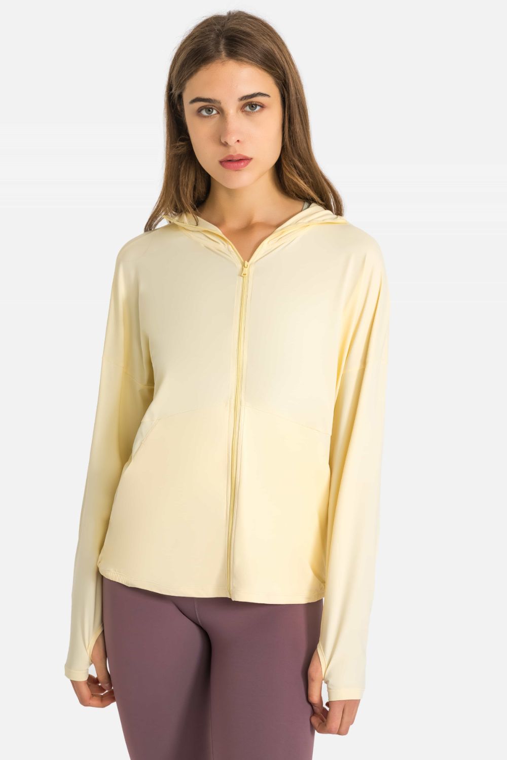 Zip Up Dropped Shoulder Hooded Sports Jacket - Norie Rae