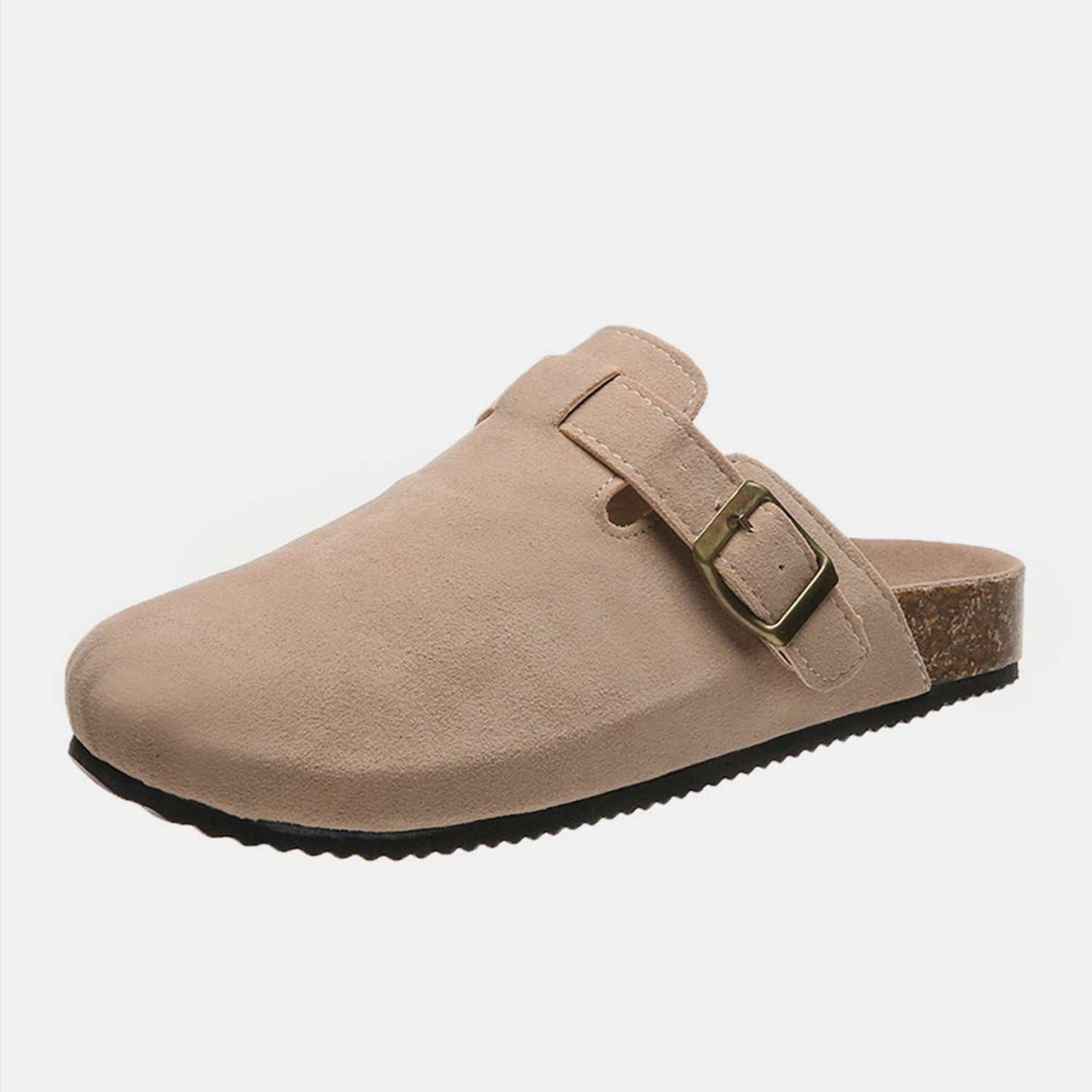 Suede Closed Toe Buckle Slide - Norie Rae