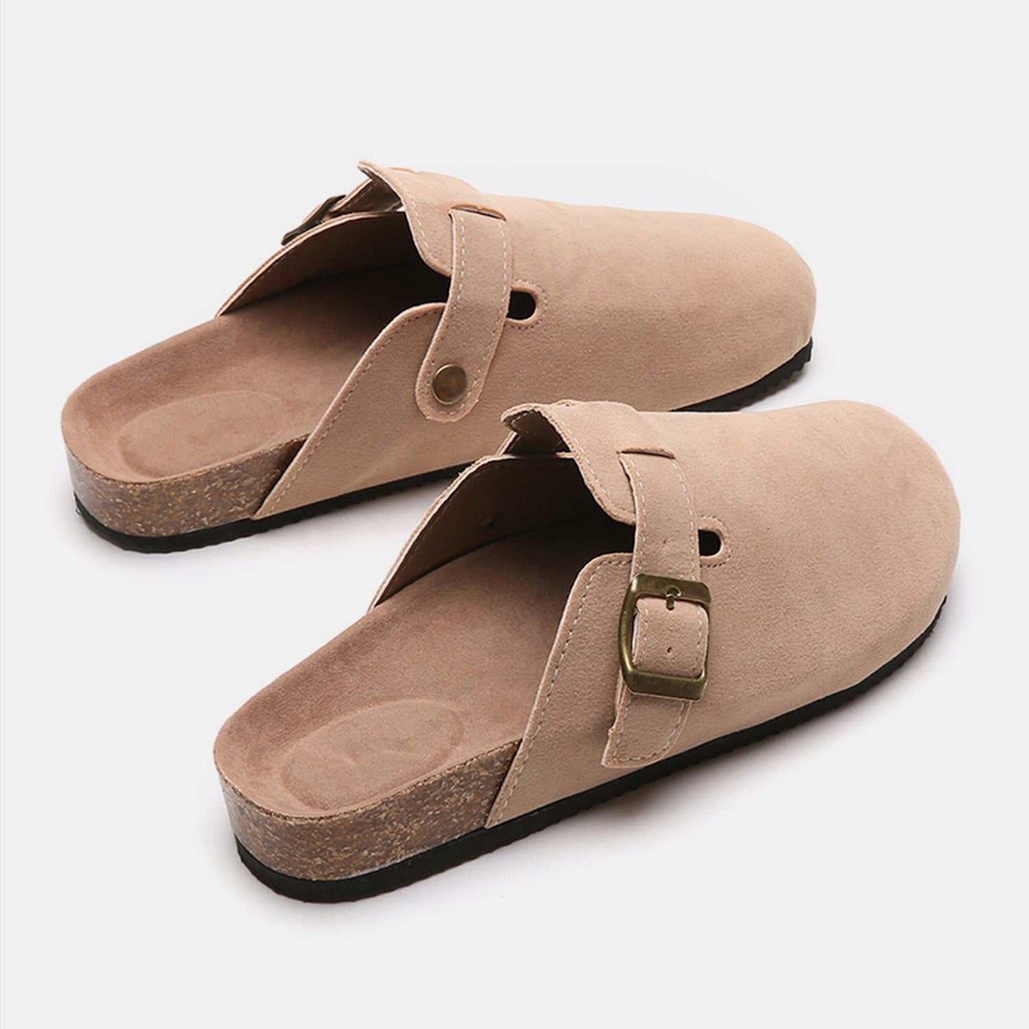 Suede Closed Toe Buckle Slide - Norie Rae