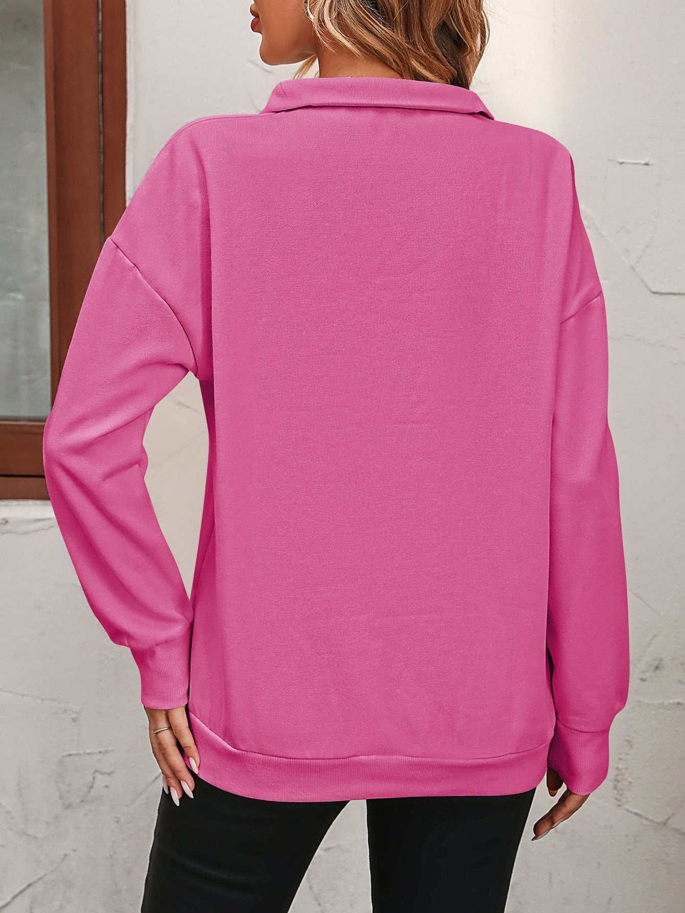 Zip-up Dropped Shoulder Sweatshirt