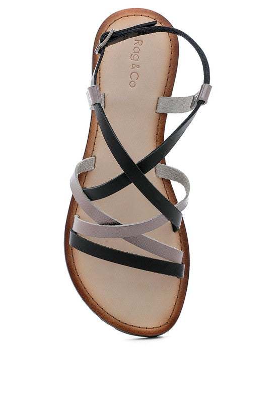 JUNE STRAPPY FLAT LEATHER SANDALS