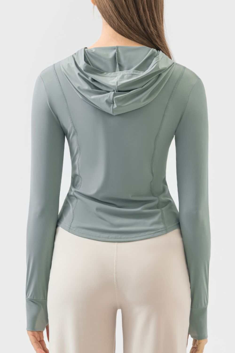 Pocketed Zip Up Hooded Long Sleeve Active Outerwear