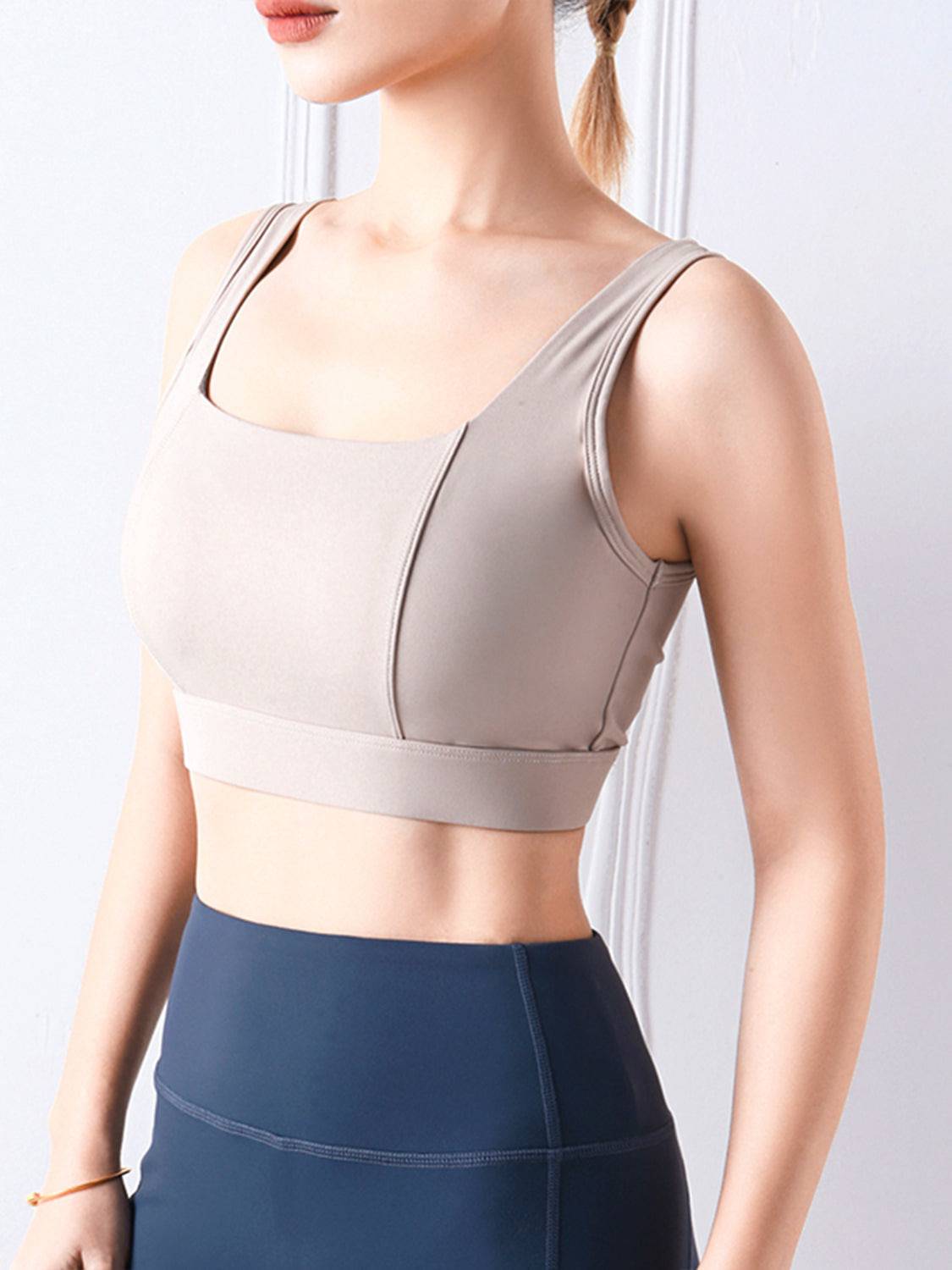 Square Neck Wide Strap Active Bra