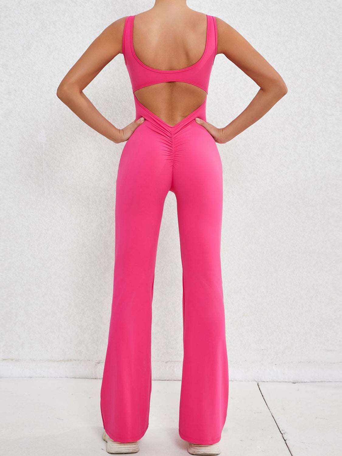 Cutout Wide Strap Scoop Neck Active Jumpsuit