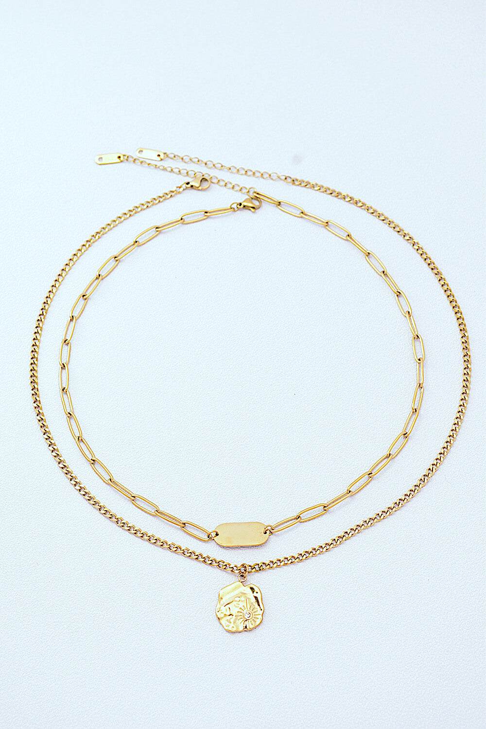 Gold-Plated Double-Layered Pendant Necklace