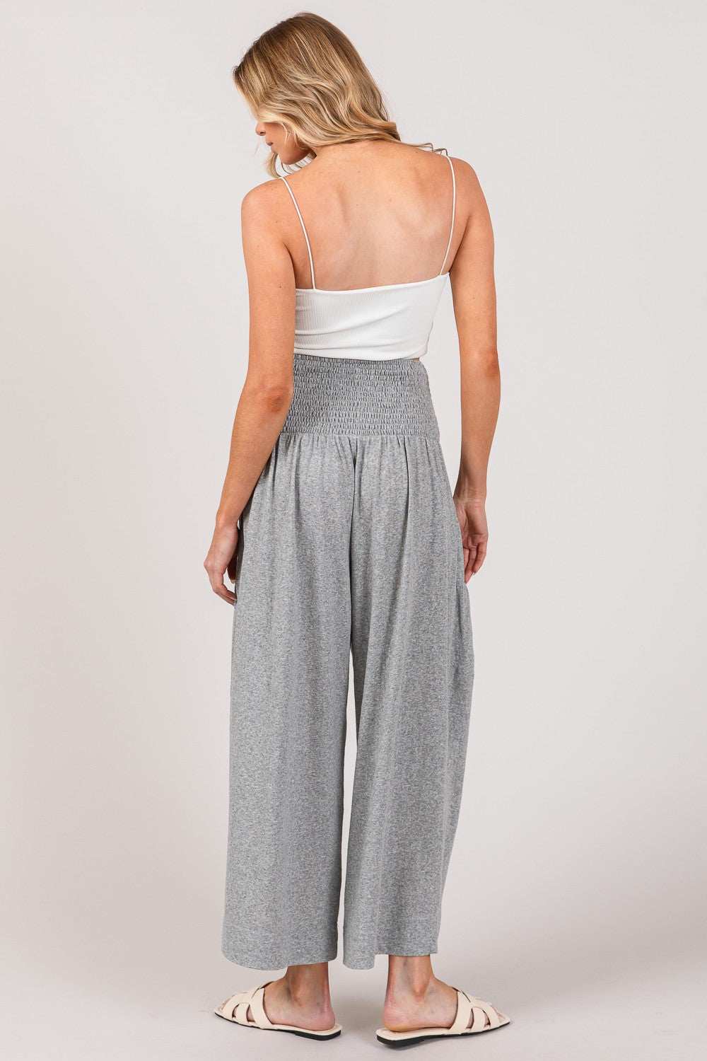 SAGE + FIG Drawstring Smocked High Waist Pants