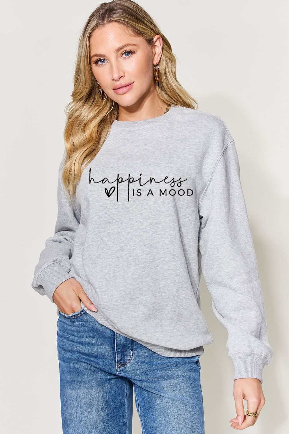 Simply Love Full Size HAPPINESS IS A MOOD Sweatshirt