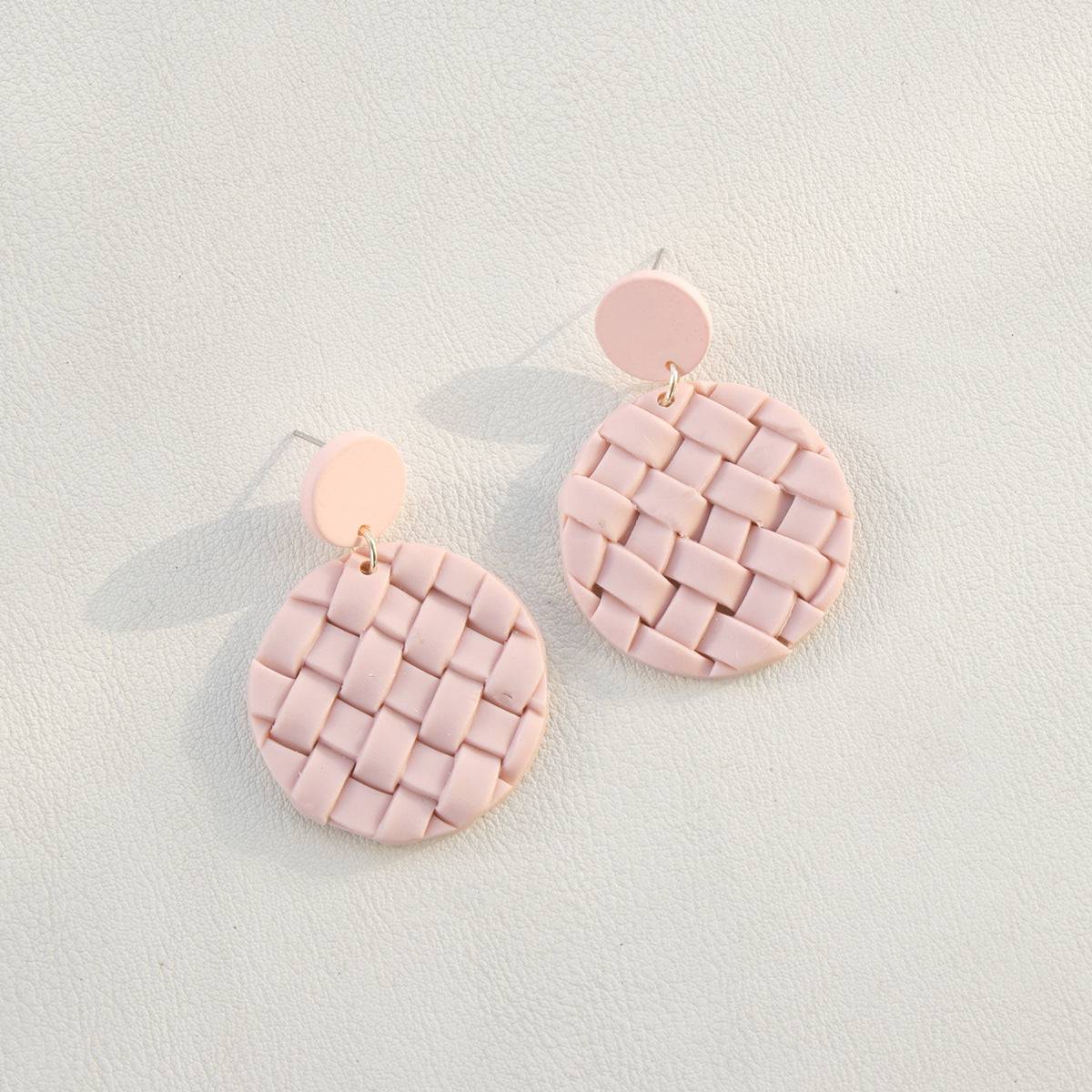 Soft Pottery Round Braided Earrings