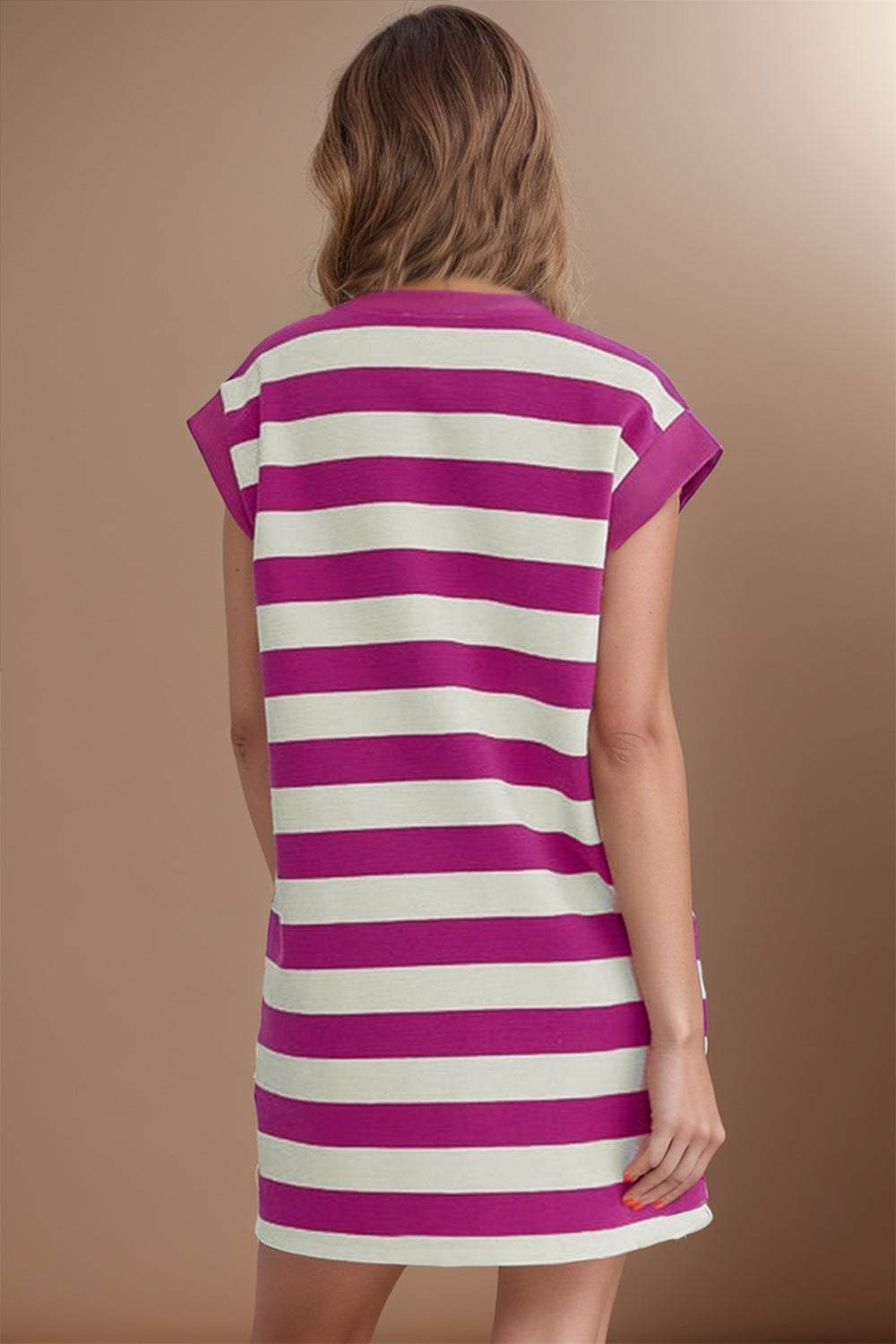 Trendy Striped Cap Sleeve Dress – Stylish & Comfortable