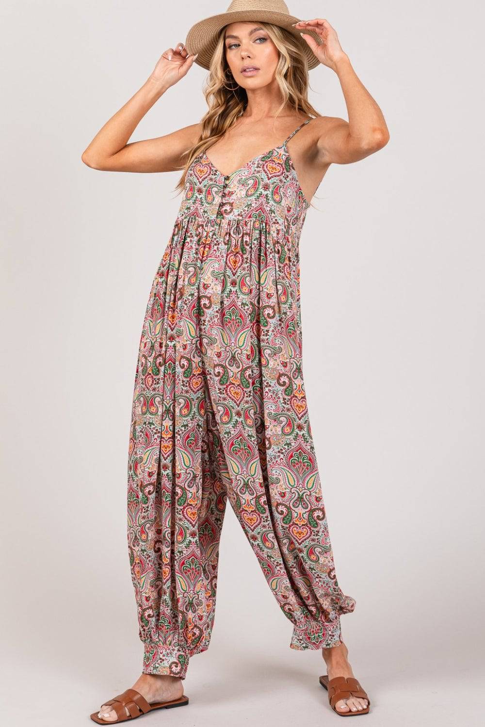 SAGE + FIG Multi Paisley Print Sleeveless Jumpsuit