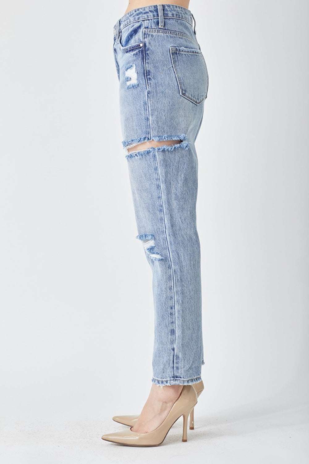 RISEN Distressed Slim Cropped Jeans