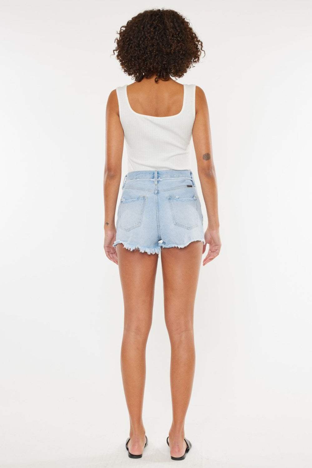 Kancan Distressed Button Fly Denim Shorts