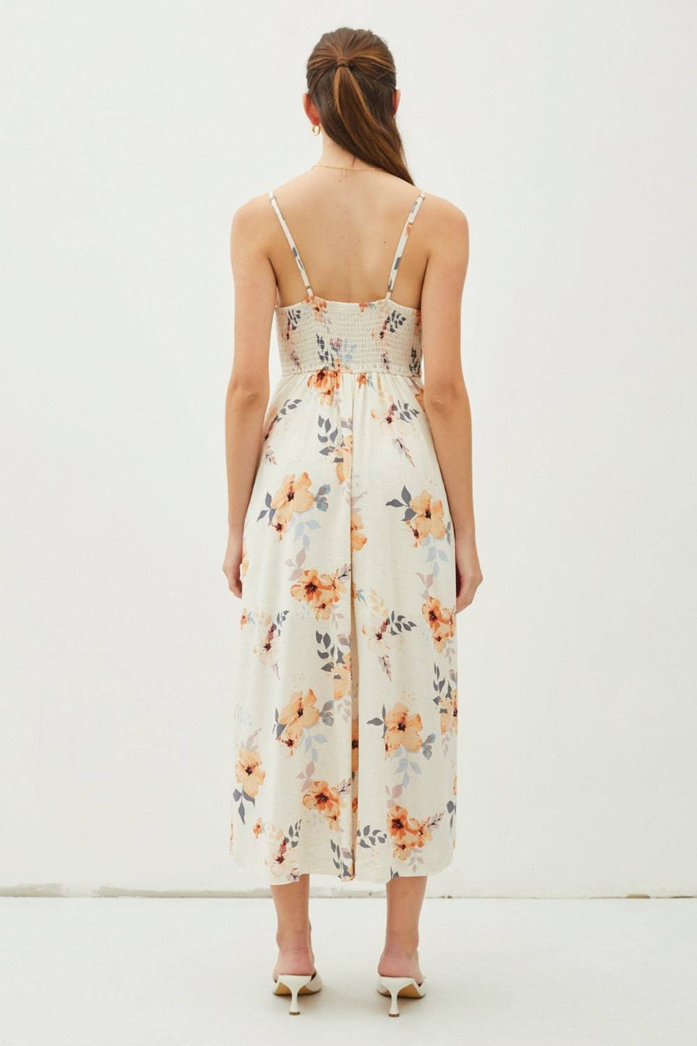 Be Cool Floral Button Down Cami Midi Dress